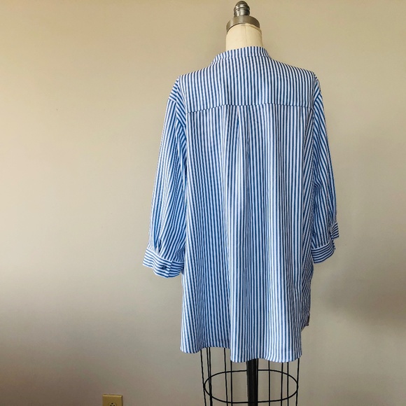 Plus Size 24W Pullover Striped Three Quarter Sleeve Elizabeth and Clarke Top - Picture 4 of 8